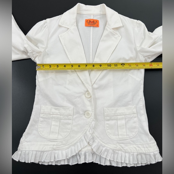 Juicy Couture Vintage Ruffle Trim Jacket White Cotton size 2 Made With Love P&G - Picture 8 of 12